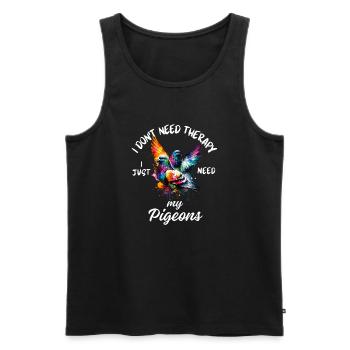 Pigeon Therapy Art - Men's Premium Organic Tank Top - black - Front - Michal (187cm)