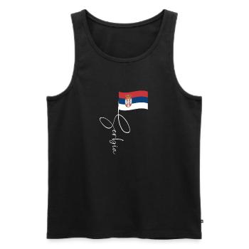 Manuscrit du drapeau serbe - Débardeur bio Premium Homme - noir - Devant - Michal (187cm)