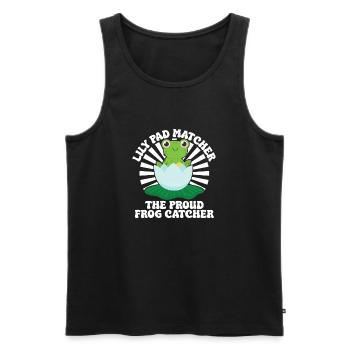 Frog Catcher Lily Pad Matcher Proud Catcher Frog - Men's Premium Organic Tank Top - black - Front - Michal (187cm)