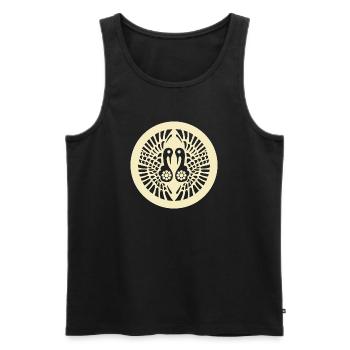 Vintage Oriental Pale Yellow Ikko Ikki Japan Mon - Men's Premium Organic Tank Top - black - Front - Michal (187cm)