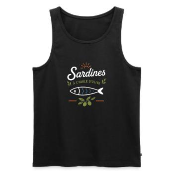 Sardines et Olive Vintage - Débardeur bio Premium Homme - noir - Devant - Michal (187cm)