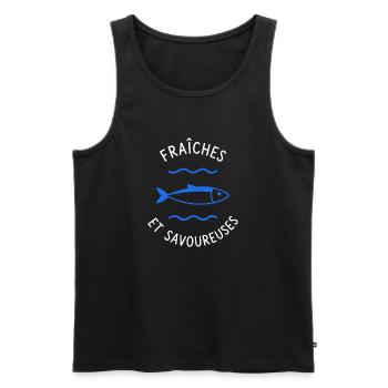 Fraîches et Saveurs Poisson Bleu - Débardeur bio Premium Homme - noir - Devant - Michal (187cm)