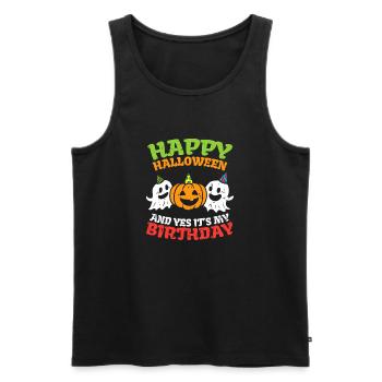 Joyeux trio d’anniversaire d’Halloween - Débardeur bio Premium Homme - noir - Devant - Michal (187cm)