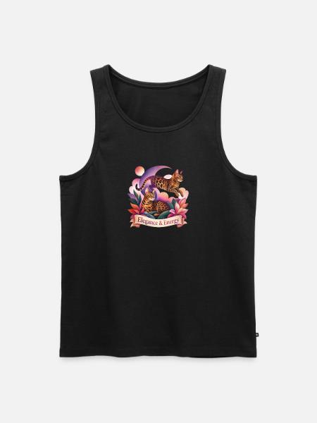 Aesthetic Bengal Cats Art - Men's Premium Organic Tank Top - black