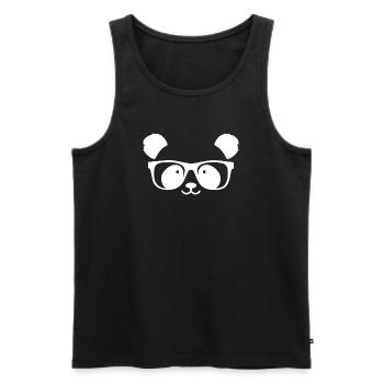 Un panda mignon avec des lunettes de nerd - Débardeur bio Premium Homme - noir - Devant - Michal (187cm)