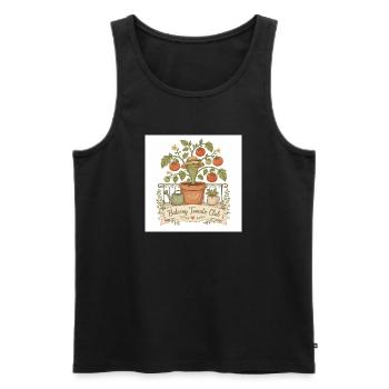 Illustration du Club de la Tomate sur le balcon - Débardeur bio Premium Homme - noir - Devant - Michal (187cm)