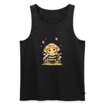Cute bee with flower hat and garden motif for - Men's Premium Organic Tank Top - black - Front - Michal (187cm)