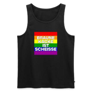BRAUNE KACKE IST SCHEISSE, NO NZS, NO AFD, WEISS - Männer Premium Bio Tank Top - Schwarz - Vorne - Michal (187cm)
