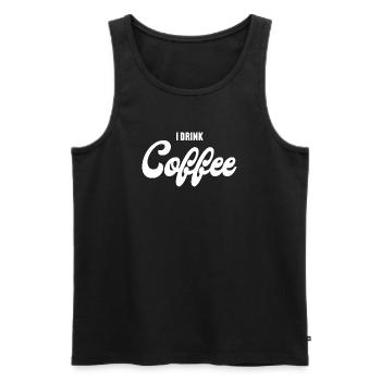 Faute de frappe de café en noir et blanc - Débardeur bio Premium Homme - noir - Devant - Michal (187cm)