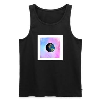 La Terre dans une galaxie pastel - Débardeur bio Premium Homme - noir - Devant - Michal (187cm)