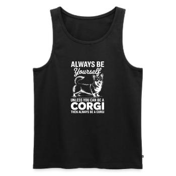 Expressions de cardigan corgi gallois Cadeau drôle de corgi - Débardeur bio Premium Homme - noir - Devant - Michal (187cm)