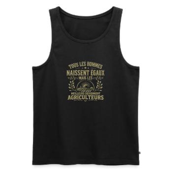 Tous Les Hommes Naissent égaux Agriculteurs Cadeau - Débardeur bio Premium Homme - noir - Devant - Michal (187cm)