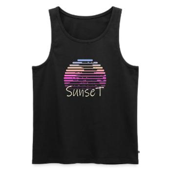  Sunset Palm Trees - Débardeur bio Premium Homme - noir - Devant - Michal (187cm)