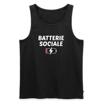 Batterie sociale à 0% - Débardeur bio Premium Homme - noir - Devant - Michal (187cm)