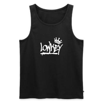 Lowkey Graffiti Tag Krone Hip Hop (white) - Men's Premium Organic Tank Top - black - Front - Michal (187cm)