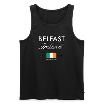 Belfast Northern Ireland Coordinates Travel Souvenir - Men's Premium Organic Tank Top - black - Front - Michal (187cm)