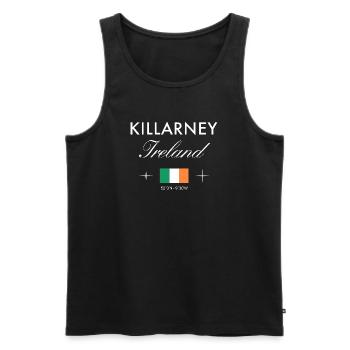 Killarney Coordonnées Irlande Souvenir de voyage - Débardeur bio Premium Homme - noir - Devant - Michal (187cm)
