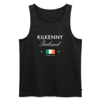 Coordonnées de Kilkenny, Irlande Souvenir de voyage - Débardeur bio Premium Homme - noir - Devant - Michal (187cm)