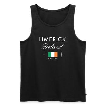 Coordonnées de Westport Irlande Souvenir de voyage - Débardeur bio Premium Homme - noir - Devant - Michal (187cm)