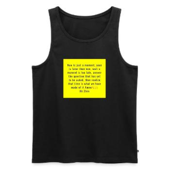 Le temps comme typographie artistique jaune - Débardeur bio Premium Homme - noir - Devant - Michal (187cm)