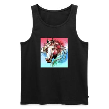 cheval - Débardeur bio Premium Homme - noir - Devant - Michal (187cm)