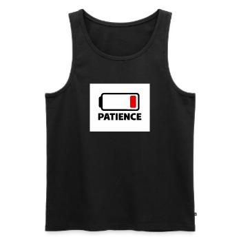Icône de batterie PATIENCE avec police - Débardeur bio Premium Homme - noir - Devant - Michal (187cm)
