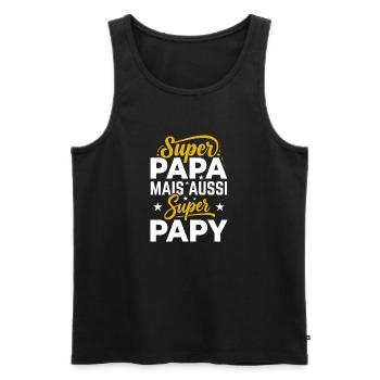 Super Papa Mais Aussi Super Papy Cadeau - Débardeur bio Premium Homme - noir - Devant - Michal (187cm)