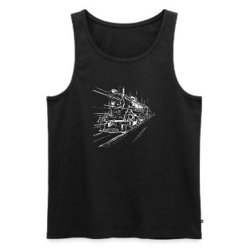 Croquis du train - Débardeur bio Premium Homme - noir - Devant - Michal (187cm)