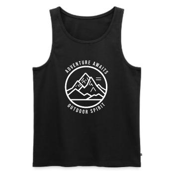 L’aventure attend White Outdoor - Débardeur bio Premium Homme - noir - Devant - Michal (187cm)