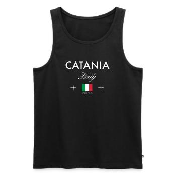Souvenir de voyage des coordonnées de Catane Sicile - Débardeur bio Premium Homme - noir - Devant - Michal (187cm)
