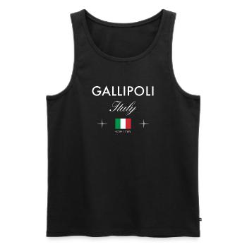Gallipoli, Italie, coordonnées Souvenir de voyage - Débardeur bio Premium Homme - noir - Devant - Michal (187cm)