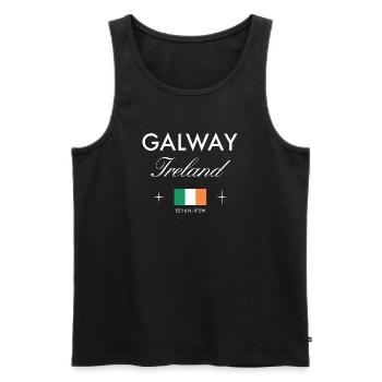Galway Irlande Coordonnées Souvenir de voyage - Débardeur bio Premium Homme - noir - Devant - Michal (187cm)