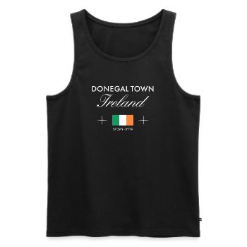 Souvenir de voyage de la Ville de Donegal Coordonnées Irlande - Débardeur bio Premium Homme - noir - Devant - Michal (187cm)