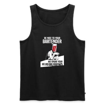 Serveur Barman Barchef - Débardeur bio Premium Homme - noir - Devant - Michal (187cm)