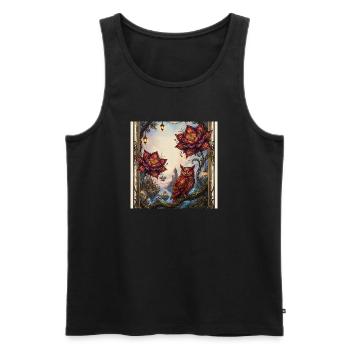 Blumen- und Dampfeule - Männer Premium Bio Tank Top - Schwarz - Vorne - Michal (187cm)