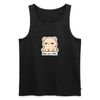 KuschelBär : Non. Toujours fatigué. - Débardeur bio Premium Homme - noir - Devant - Michal (187cm)