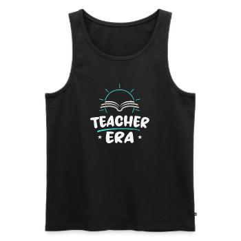 Teacher Era | Teaching Life Shirt - Men's Premium Organic Tank Top - black - Front - Michal (187cm)
