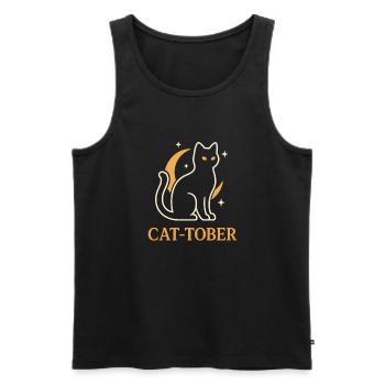 Lune Croissante du Chat - Débardeur bio Premium Homme - noir - Devant - Michal (187cm)