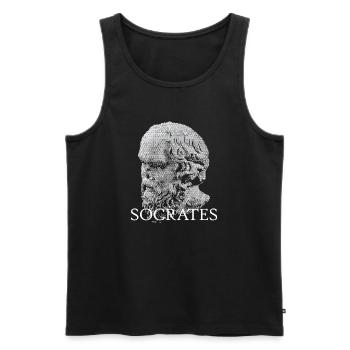 Portrait du crâne de Socrate - Débardeur bio Premium Homme - noir - Devant - Michal (187cm)