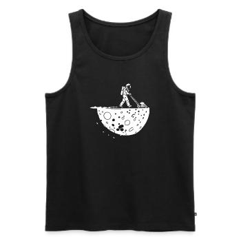 Astronaute Tondant la Lune - Débardeur bio Premium Homme - noir - Devant - Michal (187cm)