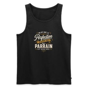 On dit que la perfection n'existe pas mais parrain - Débardeur bio Premium Homme - noir - Devant - Michal (187cm)