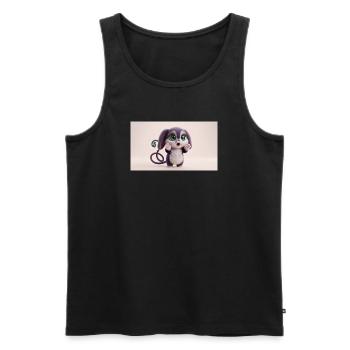 Créature mignonne et mignonne surprise aux grands yeux verts - Débardeur bio Premium Homme - noir - Devant - Michal (187cm)