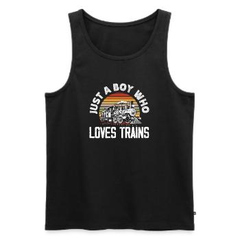 Only A Boy Who Love Trains Retro Vintage - Débardeur bio Premium Homme - noir - Devant - Michal (187cm)