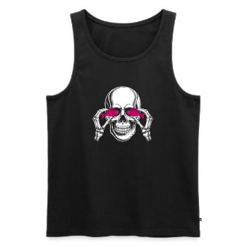 Crâne avec poisson rose - Débardeur bio Premium Homme - noir - Devant - Michal (187cm)