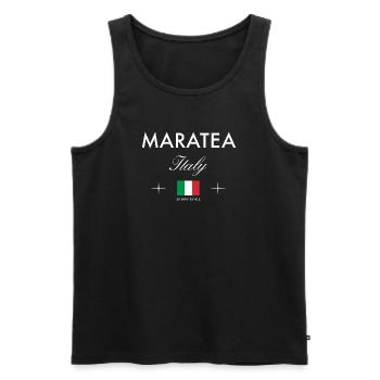 Souvenir de voyage des coordonnées Maratea Italy - Débardeur bio Premium Homme - noir - Devant - Michal (187cm)