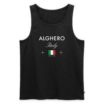 Coordonnées d’Alghero Sardaigne Souvenir de voyage - Débardeur bio Premium Homme - noir - Devant - Michal (187cm)