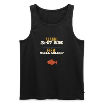Alarme de pêche 3h47 Le poisson dort toujours Drôle Earl - Débardeur bio Premium Homme - noir - Devant - Michal (187cm)