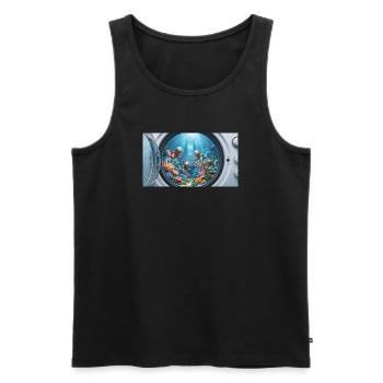 Surreal underwater world inside a washing machine  - Männer Premium Bio Tank Top - Schwarz - Vorne - Michal (187cm)