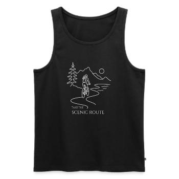 cyclist woman mountains Take the Scenic Route - Men's Premium Organic Tank Top - black - Front - Michal (187cm)