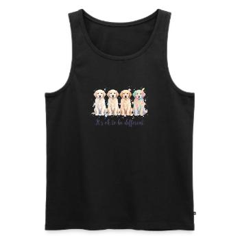 Wasserfarbenhunde – Anders Sein - Männer Premium Bio Tank Top - Schwarz - Vorne - Michal (187cm)